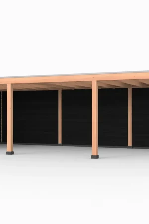 Merkproduct Douglas overkapping, 900 x 400, met achterwand en zijwand, Westwood Elegant zwart